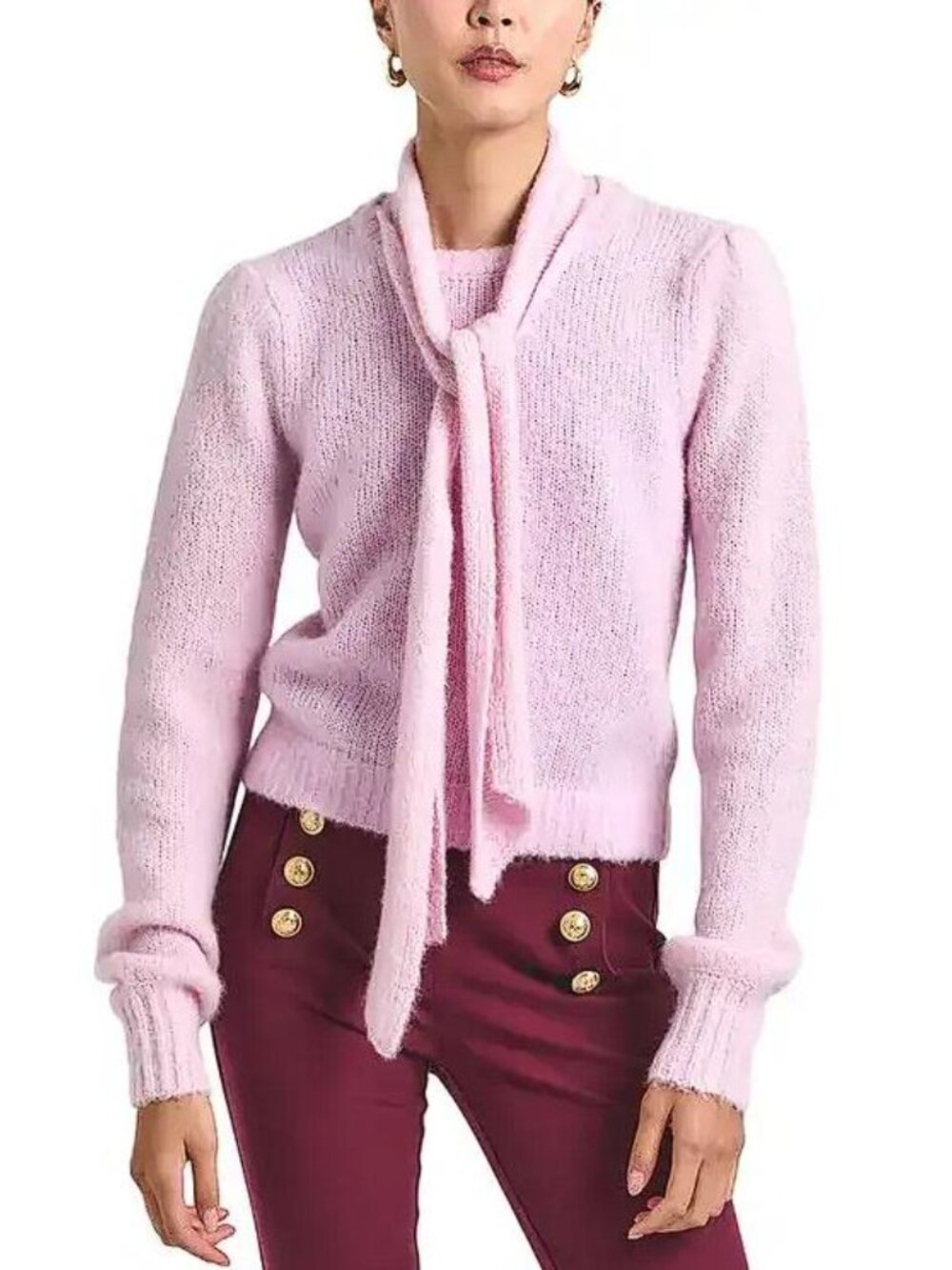 DEREK LAM 10 CROSBY Women's Leilani Plush Knit Sweater Size S in Pink